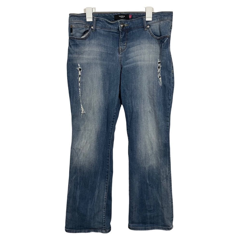 Torrid Plus Size Mid Rise Distressed Bootcut Jeans